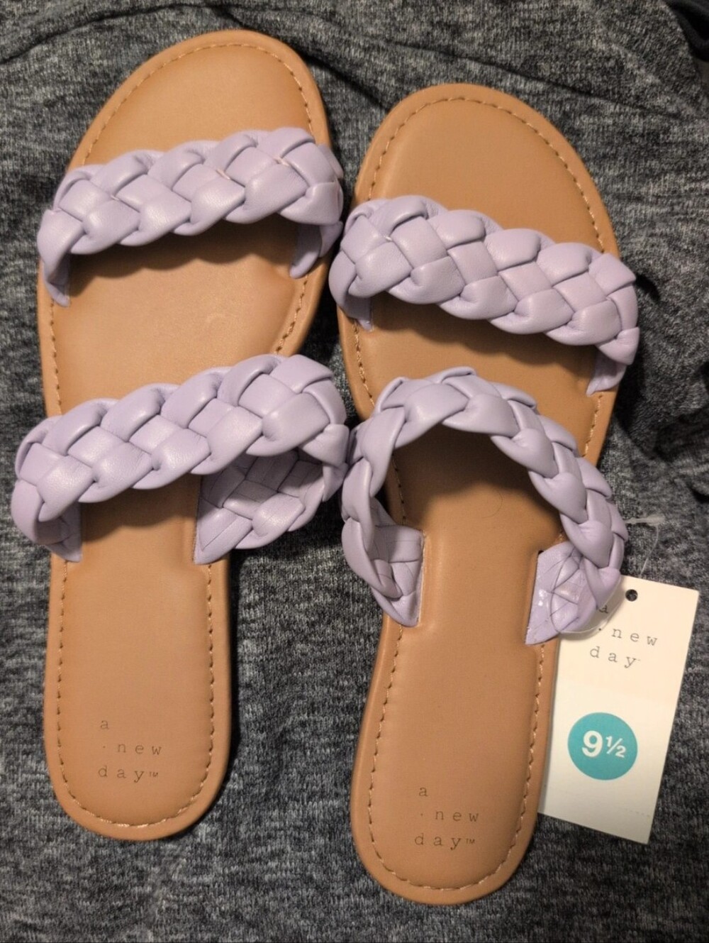 Braided Strap Lilac Slide Sandals - Women